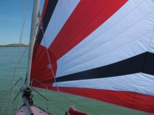 white red and black spinnaker