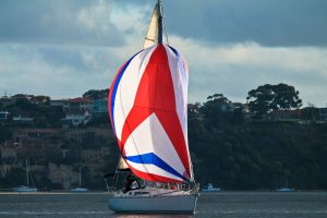 asymmetrical cruising spinnaker on Jeanneau Odyssey 32.2 in Australia