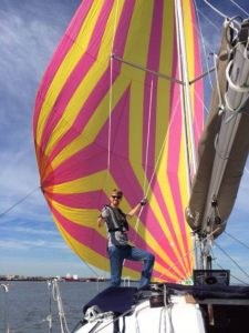 pink and yellow spinnaker