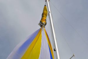 spinnaker sock at top of mast L