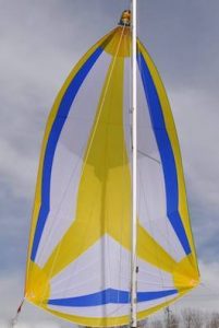 Symmetrical spinnaker with custom colors custom colors white yellow and blue