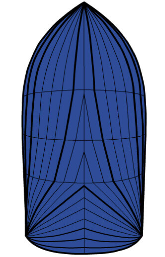 panel layout of blue symmetric spinnaker