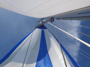 Beneteau oceanis 44 asymmetrical Spinnaker blue and white