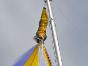 spinnaker sock at top of mast