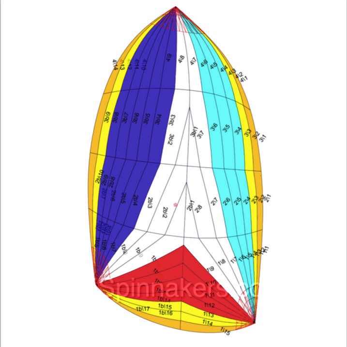 Catalina 350 example of panel layout asymmetrical spinnaker multi color