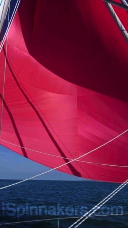 red asymmetrical spinnaker spinnaker 1969 sq ft on boat made by owner