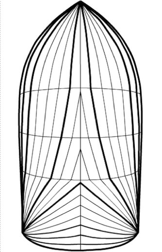 panel layout of white symmetric spinnaker