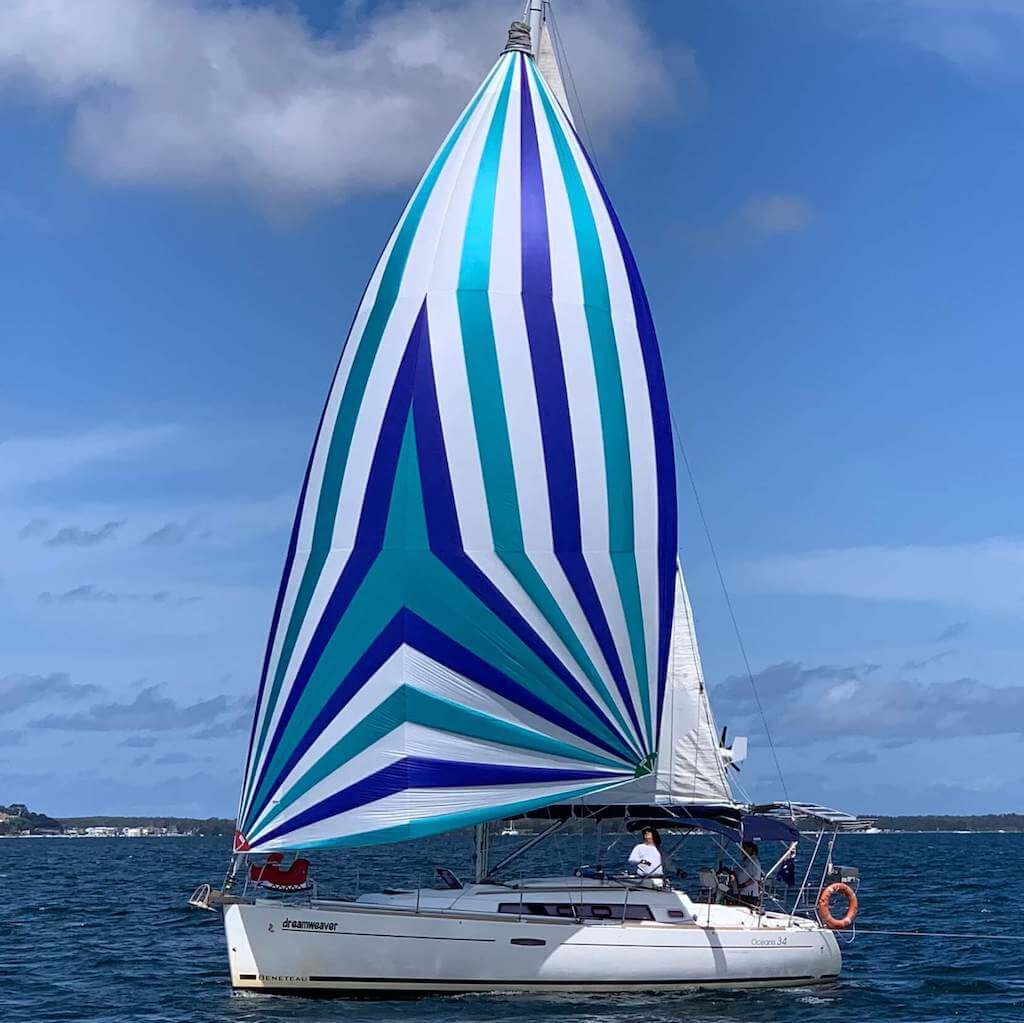 Beneteau Oceanis 34 with custom colors asym, photo credit G.H.