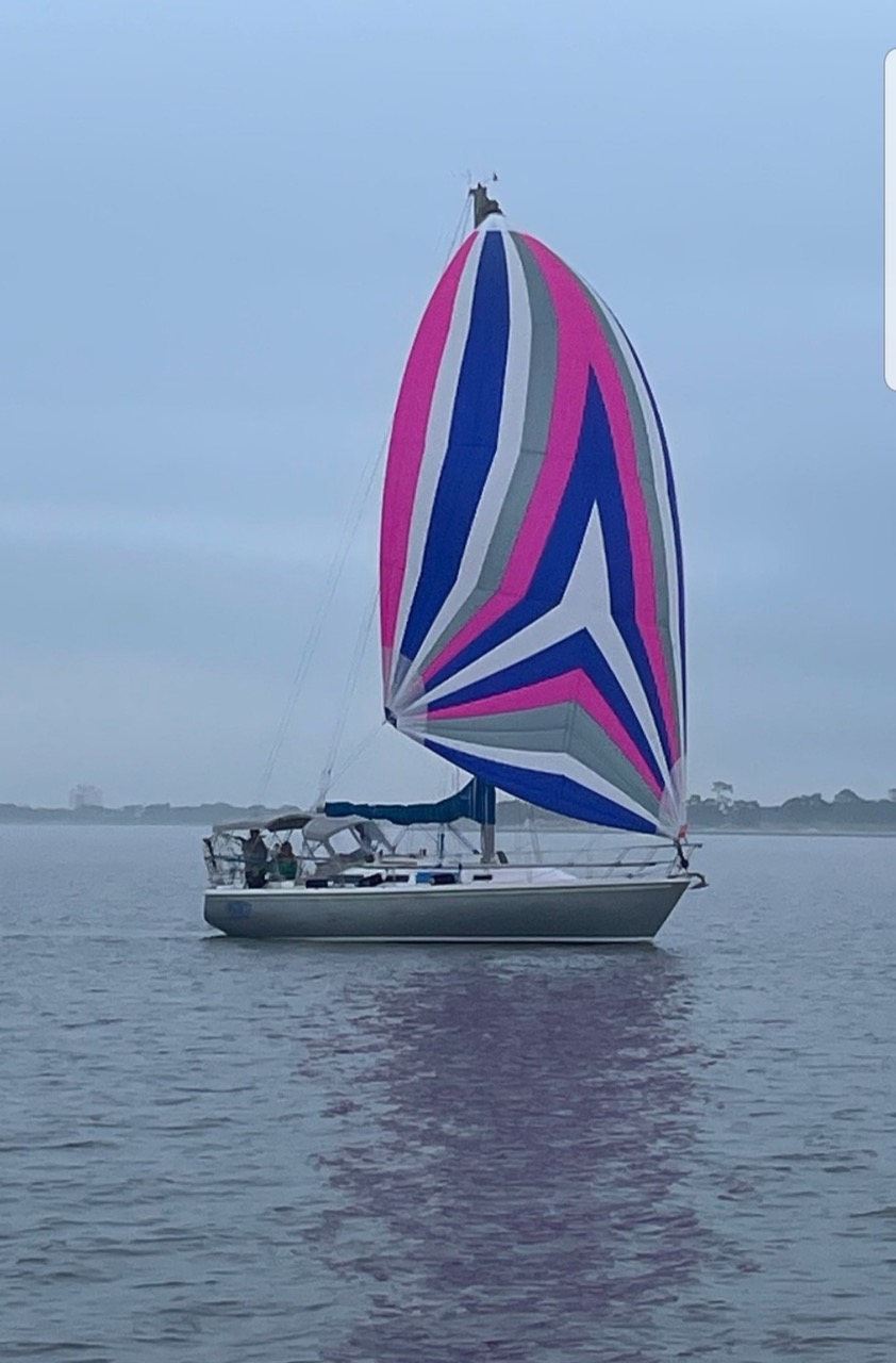 Catalina 36 sailing under Asymmetrical spinnaker custom colors by isails, Courtesy S/V Malibu 2