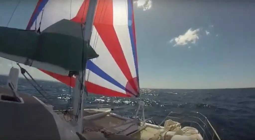 Catamaran sailing under iSails spinnaker in Australia