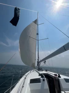 Beneteau Oceanis 423 sailing Code 0 sail medium reach